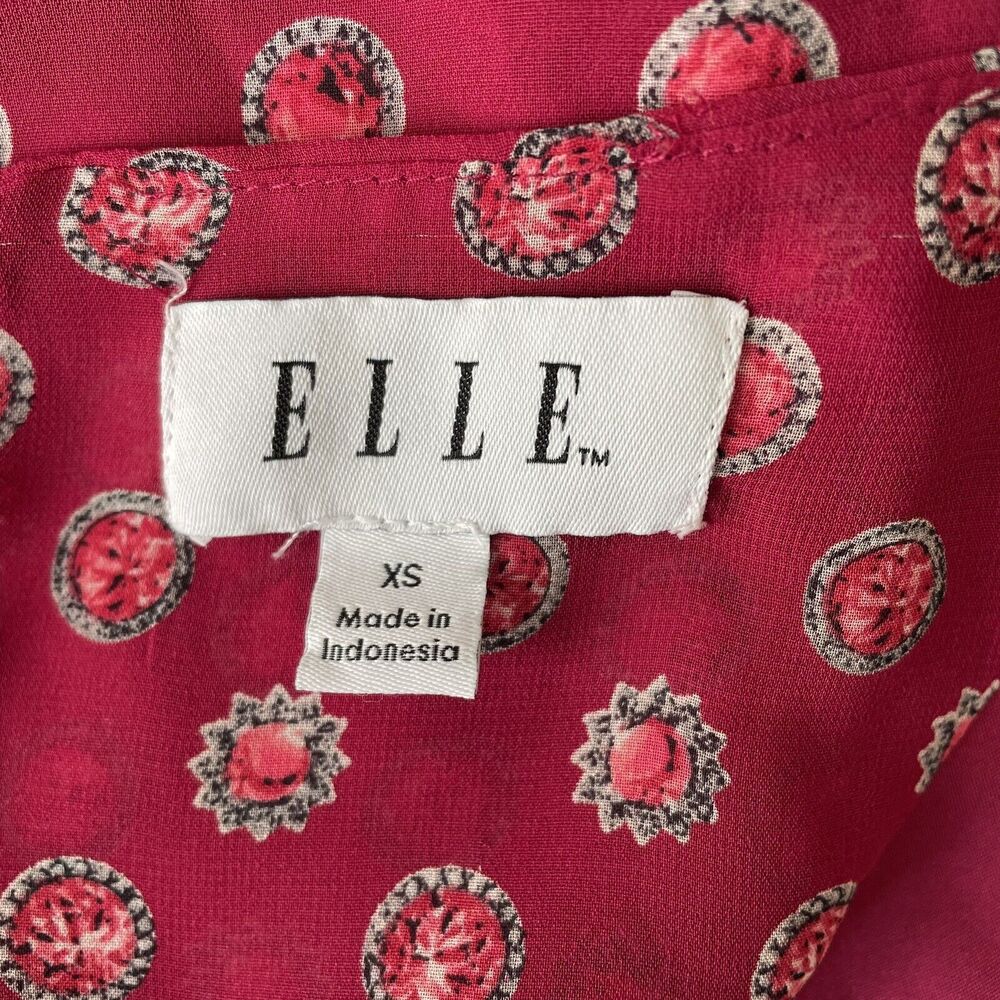 Elle Pink Pleated Dress Long Sleeve Jewel Print strawberry Pink XS - Picture 5 of 13